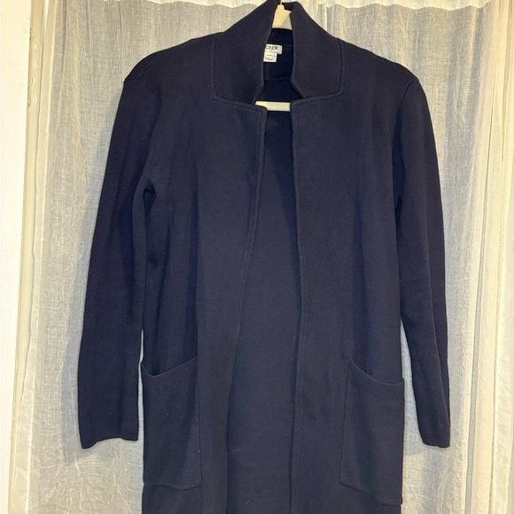 J. Crew Navy Blue Women's Cotton Blazer-style cardigan sweater size XXS - Picture 4 of 8